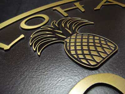Pineapple Address Plaque shown in Brass