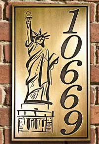 Statue of Liberty Brass Patina Address Plaque Statue of Liberty Brass Patina Address Plaque