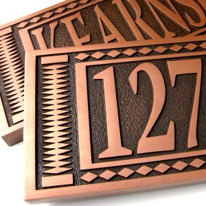 House Sign with Luminore Copper Patina Finish House Sign with Luminore Copper Patina Finish