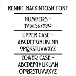 Photo of Rennie Mackintosh font used on Stickly Arts and Crafts Address Number Plaque