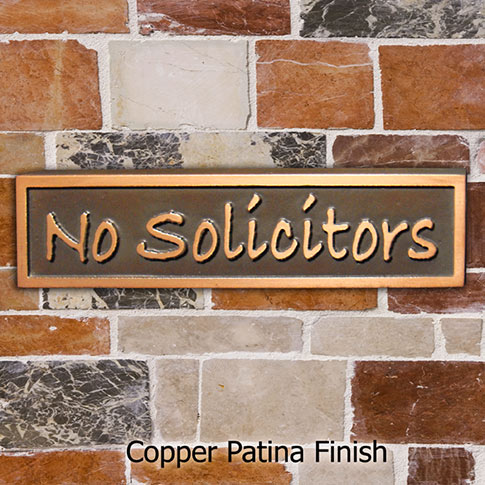 Mini No Solicitors Sign in Copper Finish