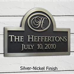 Monogram Wedding Plaque in Nickel Silver Finish