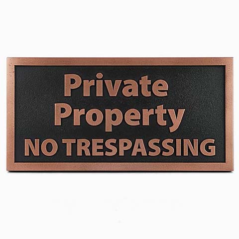 Private Property Sign in Copper Finish