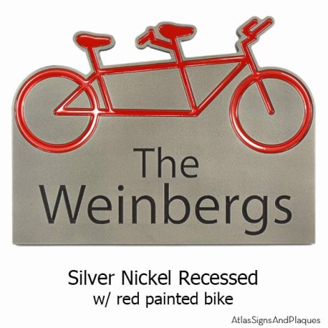 Family Name Plaque with Painted Tandem Bike
