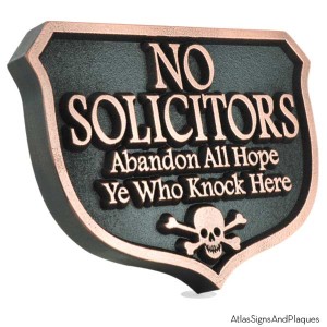 no solicitors sign by atlas signs and plaques